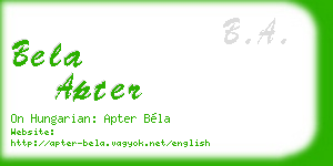 bela apter business card